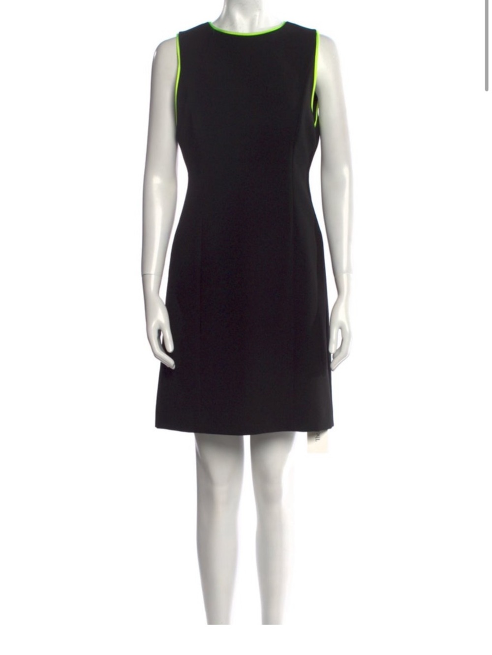 Alice + Olivia Black Shift Dress with Neon Green Trim